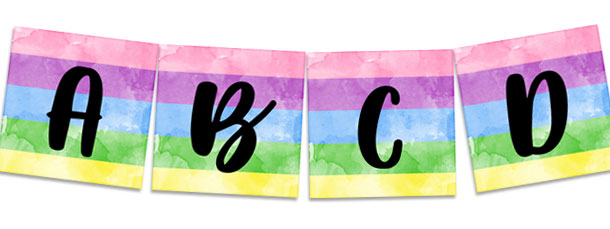 Square Rainbow Party Banner Letters